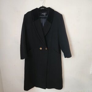 Vintage Donnybrook Black Velvet‎ Collar Wool Coat Women's 12P